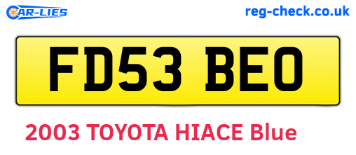 FD53BEO are the vehicle registration plates.