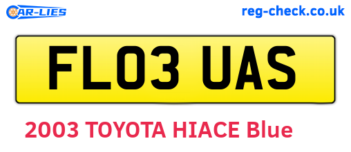 FL03UAS are the vehicle registration plates.