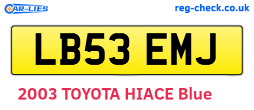 LB53EMJ are the vehicle registration plates.