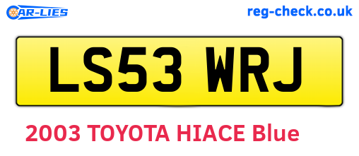 LS53WRJ are the vehicle registration plates.