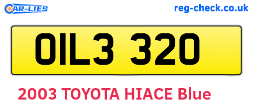 OIL3320 are the vehicle registration plates.