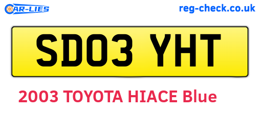SD03YHT are the vehicle registration plates.