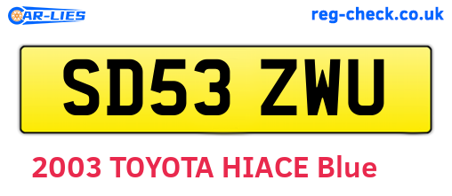 SD53ZWU are the vehicle registration plates.