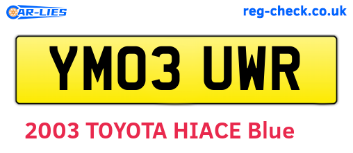 YM03UWR are the vehicle registration plates.