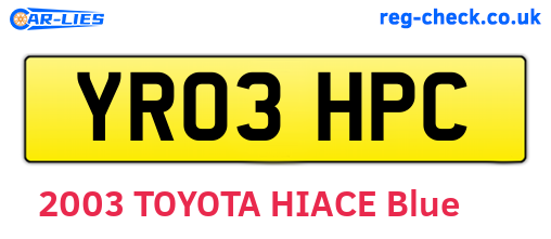 YR03HPC are the vehicle registration plates.