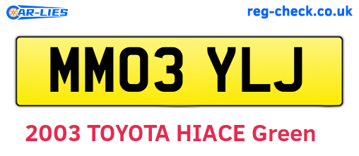 MM03YLJ are the vehicle registration plates.
