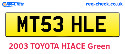 MT53HLE are the vehicle registration plates.