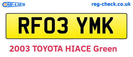 RF03YMK are the vehicle registration plates.