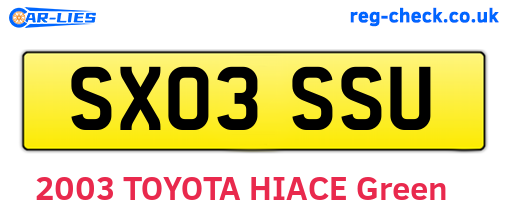 SX03SSU are the vehicle registration plates.