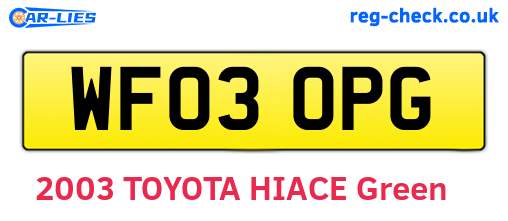 WF03OPG are the vehicle registration plates.