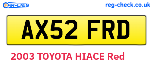 AX52FRD are the vehicle registration plates.