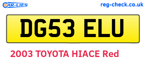 DG53ELU are the vehicle registration plates.