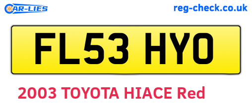 FL53HYO are the vehicle registration plates.