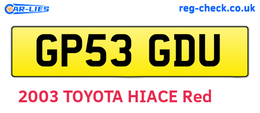 GP53GDU are the vehicle registration plates.