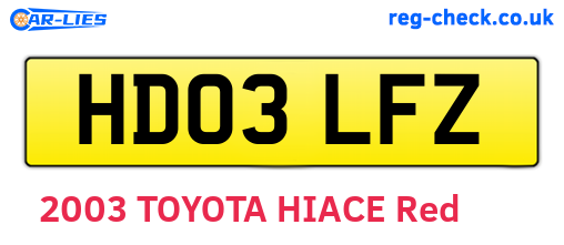 HD03LFZ are the vehicle registration plates.