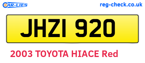 JHZ1920 are the vehicle registration plates.