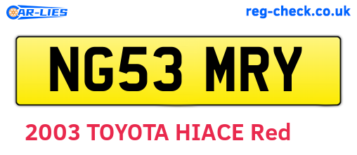NG53MRY are the vehicle registration plates.