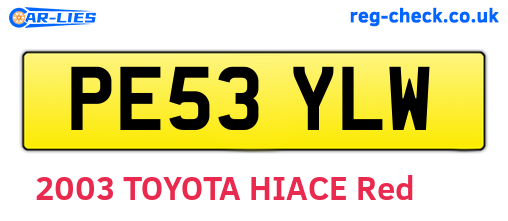 PE53YLW are the vehicle registration plates.