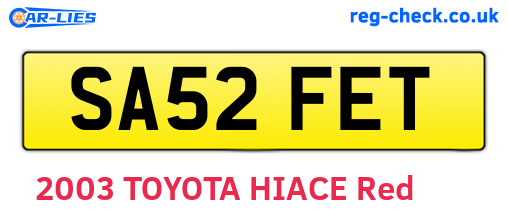 SA52FET are the vehicle registration plates.