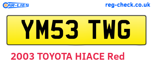 YM53TWG are the vehicle registration plates.