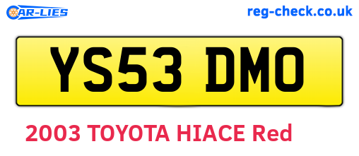 YS53DMO are the vehicle registration plates.