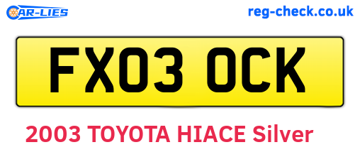 FX03OCK are the vehicle registration plates.