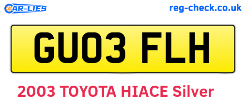 GU03FLH are the vehicle registration plates.