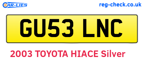 GU53LNC are the vehicle registration plates.