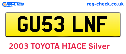 GU53LNF are the vehicle registration plates.