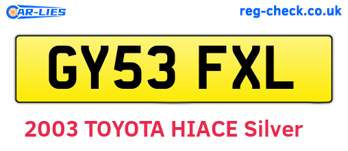 GY53FXL are the vehicle registration plates.