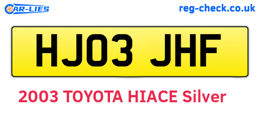 HJ03JHF are the vehicle registration plates.