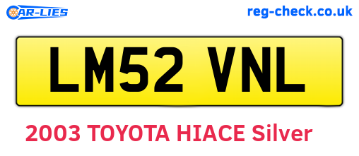 LM52VNL are the vehicle registration plates.