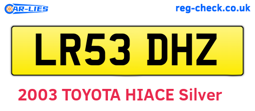 LR53DHZ are the vehicle registration plates.