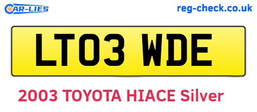 LT03WDE are the vehicle registration plates.