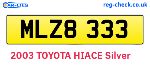 MLZ8333 are the vehicle registration plates.