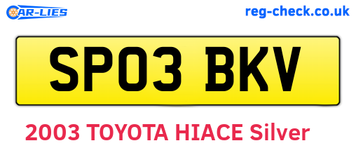 SP03BKV are the vehicle registration plates.