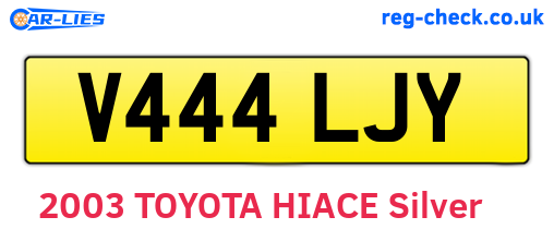 V444LJY are the vehicle registration plates.