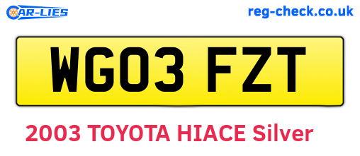 WG03FZT are the vehicle registration plates.