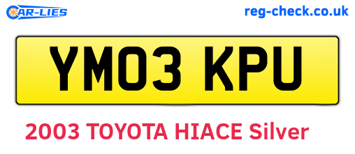 YM03KPU are the vehicle registration plates.