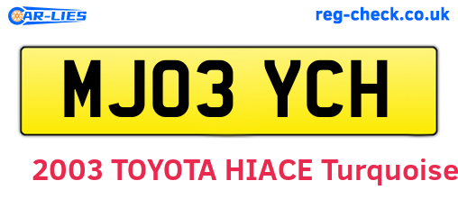 MJ03YCH are the vehicle registration plates.