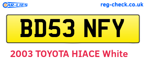 BD53NFY are the vehicle registration plates.