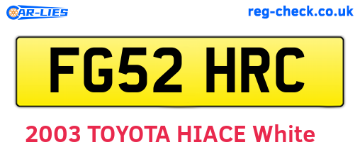FG52HRC are the vehicle registration plates.