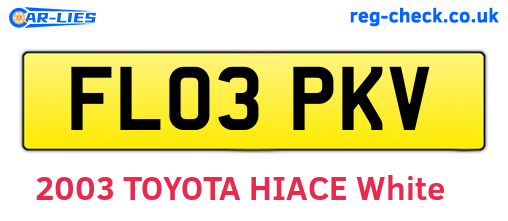FL03PKV are the vehicle registration plates.