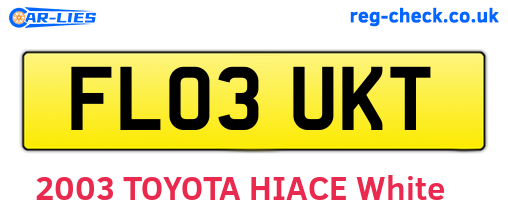 FL03UKT are the vehicle registration plates.