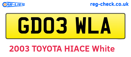 GD03WLA are the vehicle registration plates.