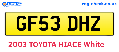 GF53DHZ are the vehicle registration plates.
