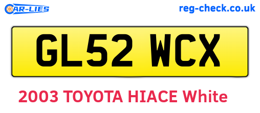 GL52WCX are the vehicle registration plates.