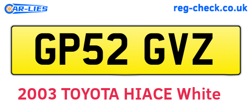 GP52GVZ are the vehicle registration plates.
