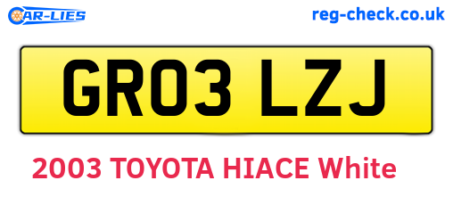 GR03LZJ are the vehicle registration plates.
