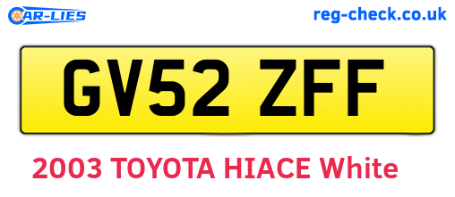 GV52ZFF are the vehicle registration plates.